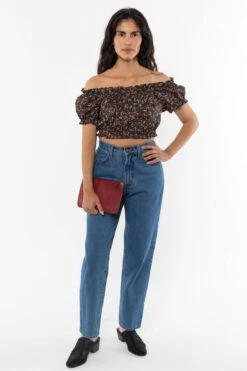 RCT314P - Printed Poplin Scrunch Top