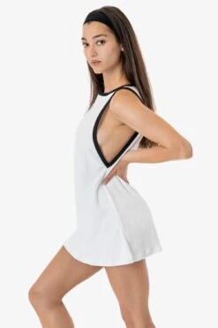 RLT3629 - Loop Terry Boatneck A-Line Dress -Builtd Store RLT3629 WHTBLK 2