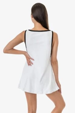 RLT3629 - Loop Terry Boatneck A-Line Dress -Builtd Store RLT3629 WHTBLK 3