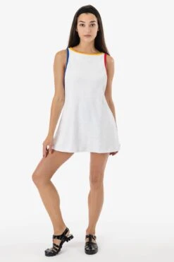 RLT3629 - Loop Terry Boatneck A-Line Dress -Builtd Store RLT3629 WHTPRI 1F