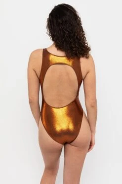 RMH106 - Shiny Matrix Cutout Bathing Suit 18 RMH106 - Shiny Matrix Cutout Bathing Suit -Builtd Store RMH106 Bronze4
