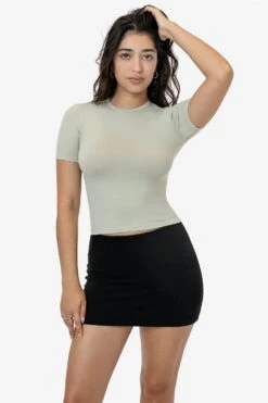 RN378 - Nylon Short Sleeve Crewneck Fitted Tee -Builtd Store RN378 ECRU 1k