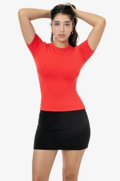 RN378 - Nylon Short Sleeve Crewneck Fitted Tee -Builtd Store RN378 FLAME 1k