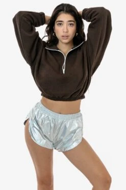 RNF304F - Metallic Nylon Foil Women's Running Shorts -Builtd Store RNF304F SILVER 1 s