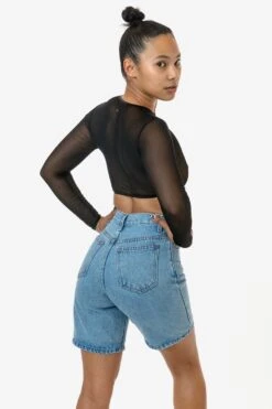 RNS079 - Micro Mesh Long Sleeve Crop Top -Builtd Store RNS078 JENNY 2S