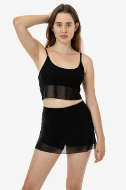 RNS778 - Micro Mesh Spaghetti Tank -Builtd Store RNS778 RNS780 BLACK 1