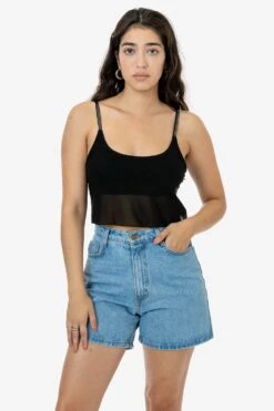 RNS778 - Micro Mesh Spaghetti Tank -Builtd Store RNS778 RNS780 BLACK 3