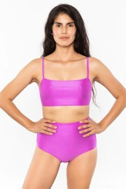 RNT075 - The Monochromatic Minimalist Crop Swim Top -Builtd Store RNT075 Violet 1