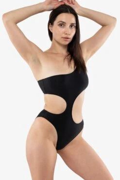 RNT120 - Asymmetrical One Piece Swimsuit -Builtd Store RNT120 Black3