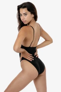 RNT312 - Spaghetti Bra One Piece Bathing Suit -Builtd Store RNT312 BLACK 2S