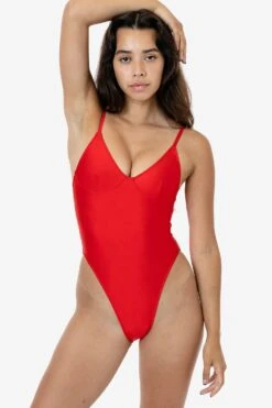 RNT312 - Spaghetti Bra One Piece Bathing Suit -Builtd Store RNT312 LIPSTICK 1S