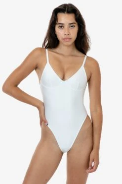 RNT312 - Spaghetti Bra One Piece Bathing Suit -Builtd Store RNT312 WHITE 1S