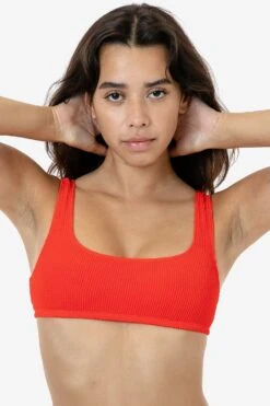 RPC3005 - Crinkle Squareneck Bikini Top -Builtd Store RPC3005 POPPY 1S