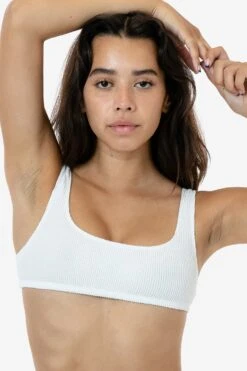 RPC3005 - Crinkle Squareneck Bikini Top -Builtd Store RPC3005 WHITE 1S