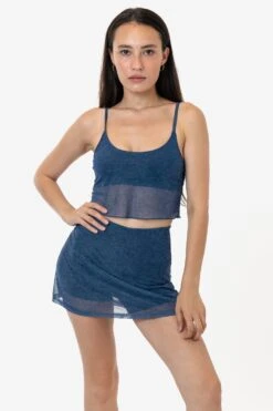 RNS778P - Printed Micro Mesh Spaghetti Tank -Builtd Store RURIKA SET 5S