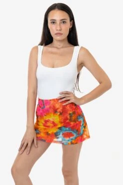 RNS780P - Printed Micro Mesh Skort -Builtd Store RURIKA SKORT 5S