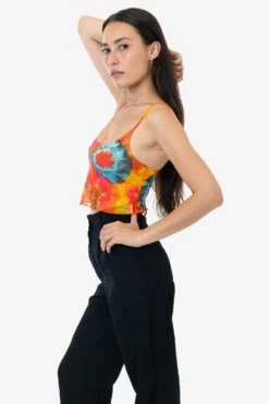 RNS778P - Printed Micro Mesh Spaghetti Tank -Builtd Store RURIKA TANK 10S