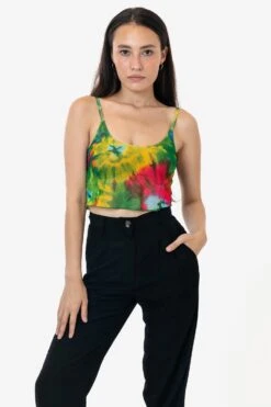 RNS778P - Printed Micro Mesh Spaghetti Tank -Builtd Store RURIKA TANK 11S