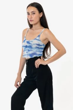 RNS778P - Printed Micro Mesh Spaghetti Tank -Builtd Store RURIKA TANK 4S