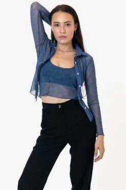 RNS778P - Printed Micro Mesh Spaghetti Tank -Builtd Store RURIKA TANK 7S