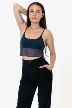 RNS778P - Printed Micro Mesh Spaghetti Tank -Builtd Store RURIKA TANK 9S