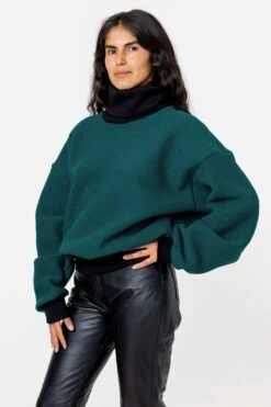 RWHR313 - Wool Turtleneck Sweater With Heavy Cotton Rib -Builtd Store RWHR313 DARK EMERALD