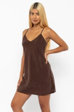 TN100GD - Tencel Mini Slip Dress -Builtd Store TN100GD Chocolate1