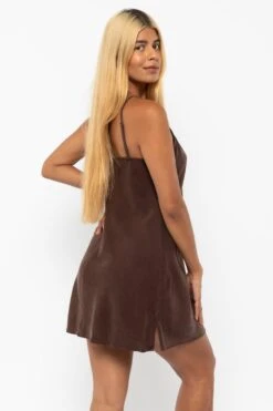 TN100GD - Tencel Mini Slip Dress -Builtd Store TN100GD Chocolate3