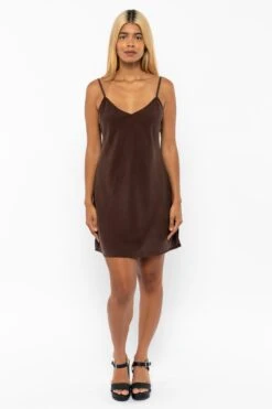 TN100GD - Tencel Mini Slip Dress -Builtd Store TN100GD Chocolate4
