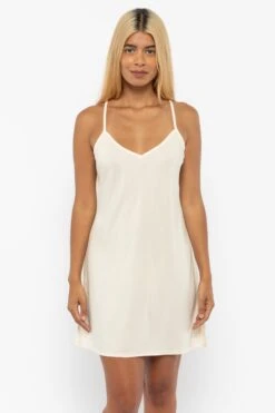 TN100GD - Tencel Mini Slip Dress -Builtd Store TN100GD Creme1