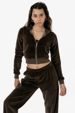 VLR310GD - Garment Dye Velour Mid-Length Zip-Up Hoodie -Builtd Store VLR310GD DARKCHOCOLATE 1 s