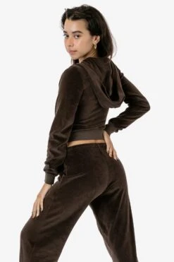 VLR310GD - Garment Dye Velour Mid-Length Zip-Up Hoodie -Builtd Store VLR310GD DARKCHOCOLATE 3 s