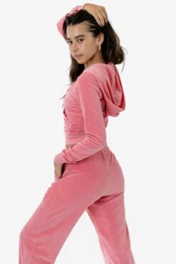 VLR310GD - Garment Dye Velour Mid-Length Zip-Up Hoodie -Builtd Store VLR310GD STRAWBERRYPINK 2 s