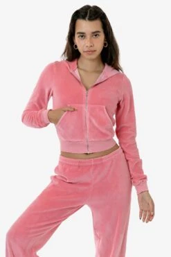 VLR310GD - Garment Dye Velour Mid-Length Zip-Up Hoodie -Builtd Store VLR310GD STRAWBERRYPINK 3 s