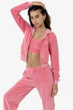 VLR310GD - Garment Dye Velour Mid-Length Zip-Up Hoodie -Builtd Store VLR310GD STRAWBERRYPINK 5 s