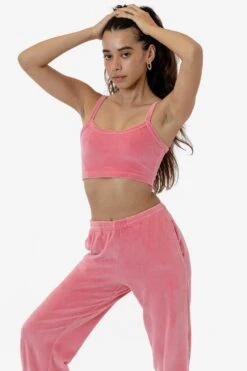 VLR316GD - Garment Dye Velour Spaghetti Crop Tank -Builtd Store VLR316GD STRAWBERRYPINK 1 s