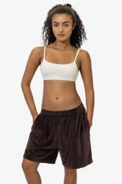 VLR442GD - Garment Dye Velour Mid-Length Wide Short -Builtd Store VLR442 DARKCHOCOLATE 2XX