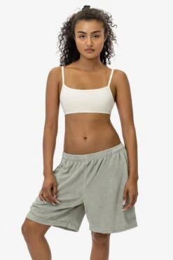 VLR442GD - Garment Dye Velour Mid-Length Wide Short -Builtd Store VLR442 PEARLGREY 4XX