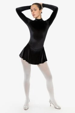 VVT410 - Velvet Long Sleeve Mockneck Skirted Leotard -Builtd Store VVT410 F4f