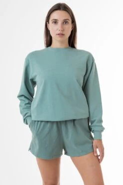 MWT07GD Unisex - Long Sleeve Garment Dye French Terry Pullover -Builtd Store atlanticgreen katya