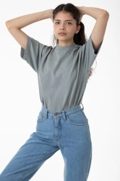 1405GD Unisex - Short Sleeve Garment Dye Mockneck T-Shirt -Builtd Store bianca eucalyptus1