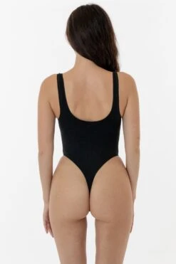 B310GD - Garment Dye Tank Thong Bodysuit -Builtd Store black1 F