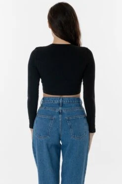 83079GD - Garment Dye Long Sleeve Crop Top -Builtd Store black2 F