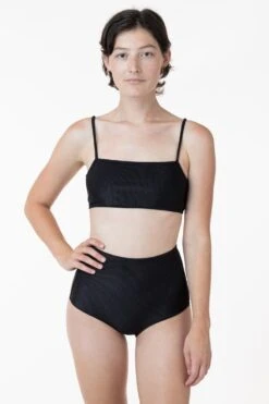 RRS075 - The Ribbed Minimalist Crop Swim Top -Builtd Store black alex7fixz