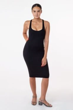 3386GD - Heavy 2x1 Rib Racerback Dress -Builtd Store black full 2