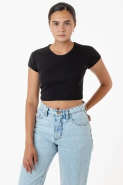 43035 - Cap Sleeve Baby Rib Crop Top -Builtd Store black stephanie15