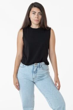 2865GD - Women's Garment Dye Muscle Tank -Builtd Store black thalia3