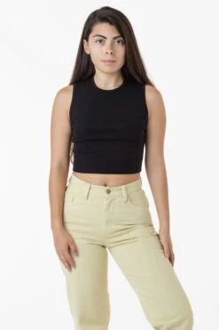 4365 - Baby Rib Sleeveless Crew Neck -Builtd Store black thalia4