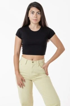 43035 - Cap Sleeve Baby Rib Crop Top -Builtd Store black thalia8