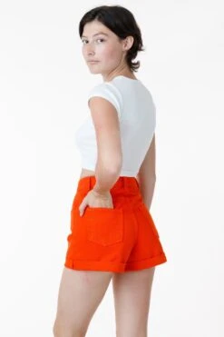 RBDW05GD - Bull Denim Garment Dye Cuff Short (Limited Edition) -Builtd Store brightorange alex2